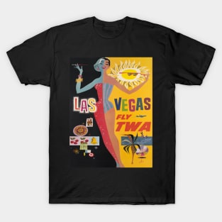 Las Vegas Vintage Travel Poster Fly TWA T-Shirt